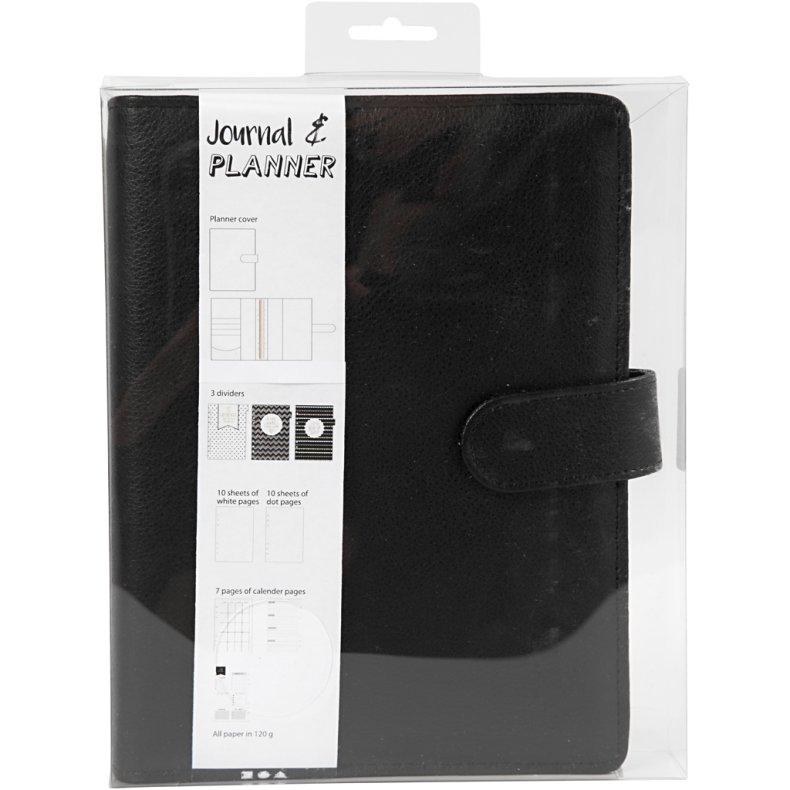 Kalender, str. 19x23,5x4 cm, ringordner, sort, 1 stk.