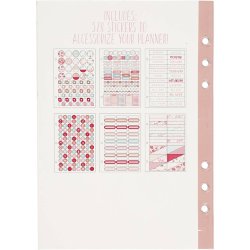 Stickersbog, akvarel, A5, guld, r&oslash;d, koral, 1 stk.