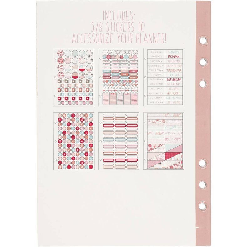 Stickersbog, akvarel, A5, guld, r&oslash;d, koral, 1 stk.