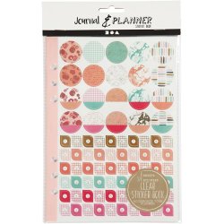 Stickersbog, akvarel, A5, guld, r&oslash;d, koral, 1 stk.