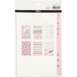 Stickersbog, akvarel, A5, guld, r&oslash;d, koral, 1 stk.