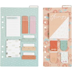 Sticky notes sortiment og bogm&aelig;rker, str. 10,3x22 + 13,8x22 cm, guld, r&oslash;d, koral, 2 ark/ 1 pk.