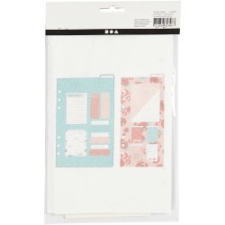 Sticky notes sortiment og bogm&aelig;rker, str. 10,3x22 + 13,8x22 cm, guld, r&oslash;d, koral, 2 ark/ 1 pk.