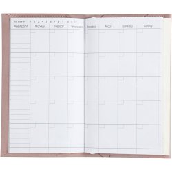Kalender, str. 10x18x1,5 cm, elastiklukning, rosa, 1 stk.