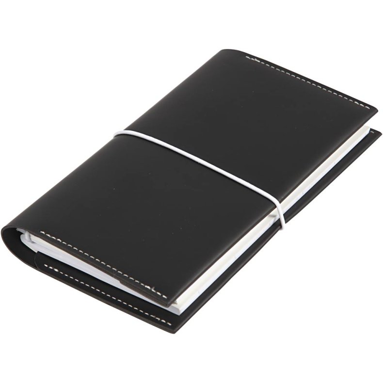 Kalender, str. 10x18x1,5 cm, elastiklukning, sort, 1 stk.