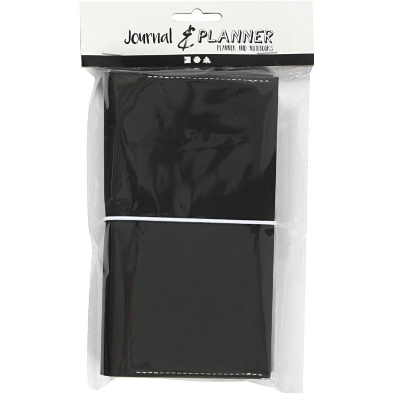 Kalender, str. 10x18x1,5 cm, elastiklukning, sort, 1 stk.