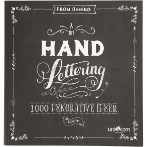 Inspirationsbog til 'Hand Lettering', str. 22x23 cm, tykkelse 2 cm, Antal sider 143, 1 stk., Dansk tekst