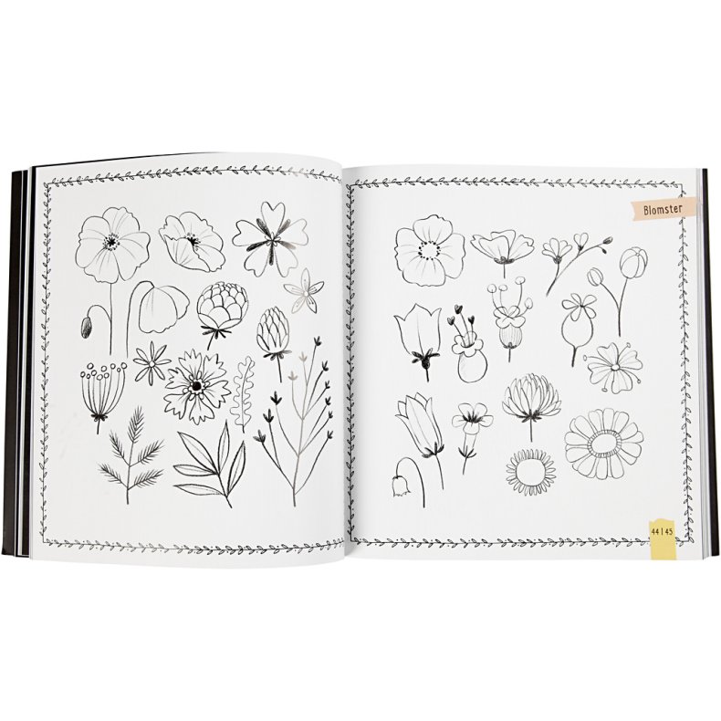 Inspirationsbog til 'Hand Lettering', str. 22x23 cm, tykkelse 2 cm, Antal sider 143, 1 stk., Dansk tekst