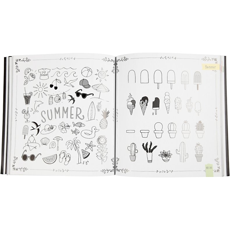 Inspirationsbog til 'Hand Lettering', str. 22x23 cm, tykkelse 2 cm, Antal sider 143, 1 stk., Dansk tekst