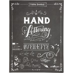 Øvehæfte til 'Hand Lettering', str. 21x28 cm, tykkelse 1 cm, Antal sider 63, 1 stk., Dansk tekst