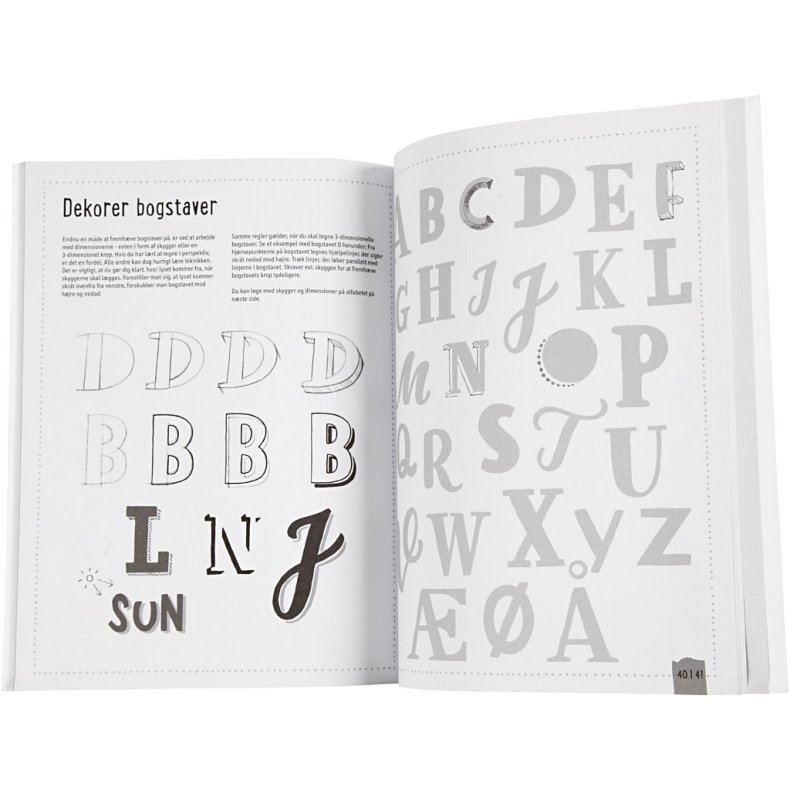 &Oslash;veh&aelig;fte til 'Hand Lettering', str. 21x28 cm, tykkelse 1 cm, Antal sider 63, 1 stk., Dansk tekst