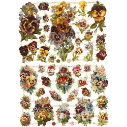 Glansbilleder, stedmoderblomster, ark 16,5x23,5 cm, 2 ark/ 1 pk.