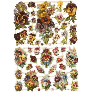 Glansbilleder, stedmoderblomster, ark 16,5x23,5 cm, 2 ark/ 1 pk.