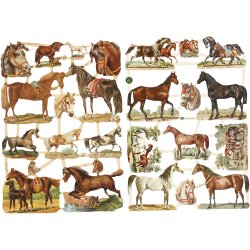 Glansbilleder, heste, ark 16,5x23,5 cm, 2 ark/ 1 pk.