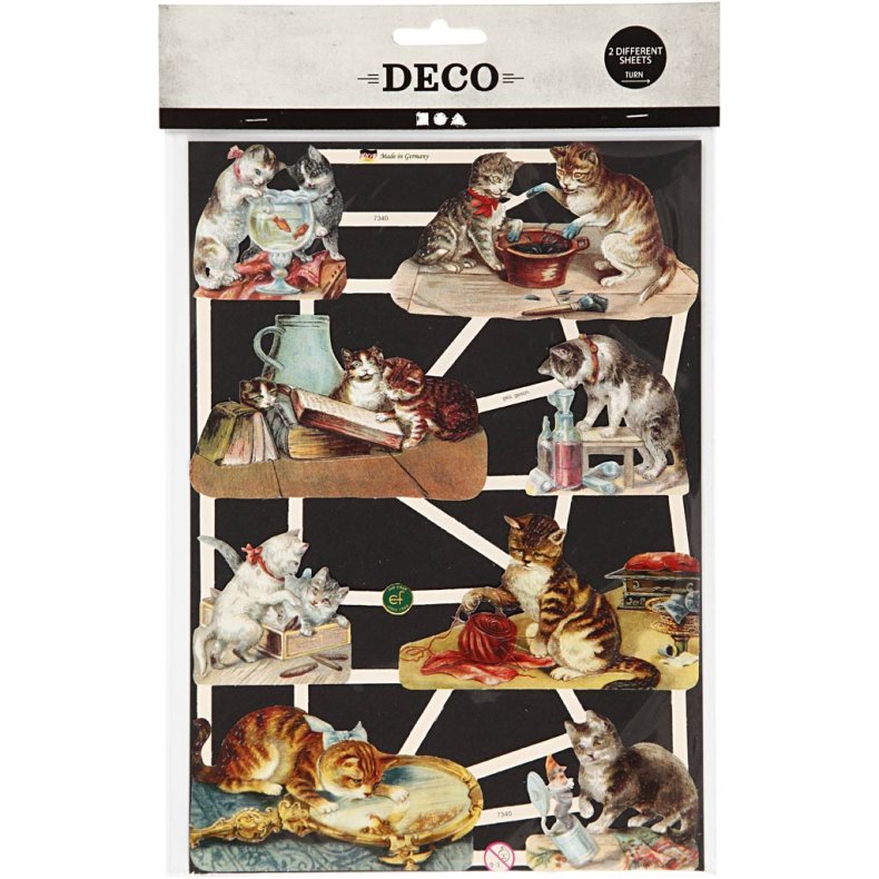 Glansbilleder, katte, ark 16,5x23,5 cm, 2 ark/ 1 pk.