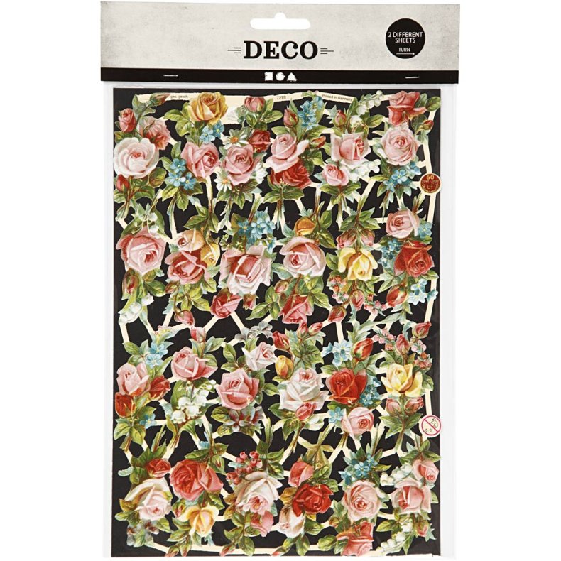 Glansbilleder, sm&aring;blomster, ark 16,5x23,5 cm, 2 ark/ 1 pk.