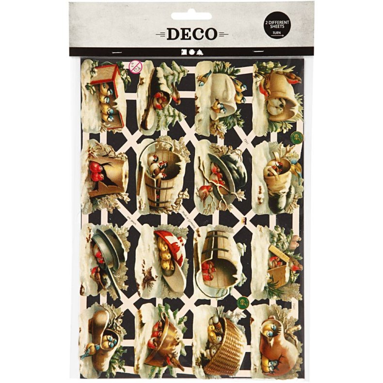 Glansbilleder, fugle, ark 16,5x23,5 cm, 2 ark/ 1 pk.