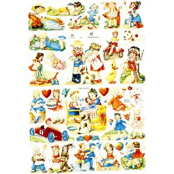 Glansbilleder, b&oslash;rneleg, ark 16,5x23,5 cm, 2 ark/ 1 pk.