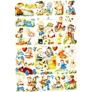 Glansbilleder, børneleg, ark 16,5x23,5 cm, 2 ark/ 1 pk.