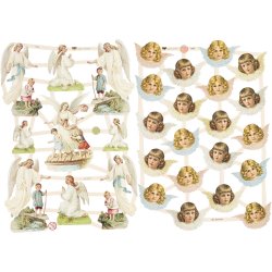 Glansbilleder, nostalgiske engle, ark 16,5x23,5 cm, 2 ark/ 1 pk.