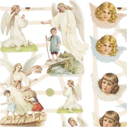 Glansbilleder, nostalgiske engle, ark 16,5x23,5 cm, 2 ark/ 1 pk.