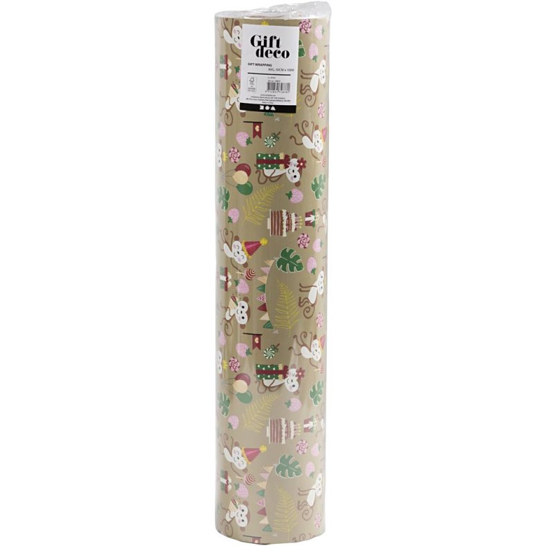 Gavepapir, Festlige aber, B: 50 cm, 80 g, 100 m/ 1 rl.