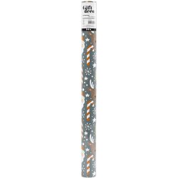 Gavepapir, Julemand, julegave, slikstok, rensdyr, B: 50 cm, 80 g, gr&aring;, 5 m/ 1 rl.