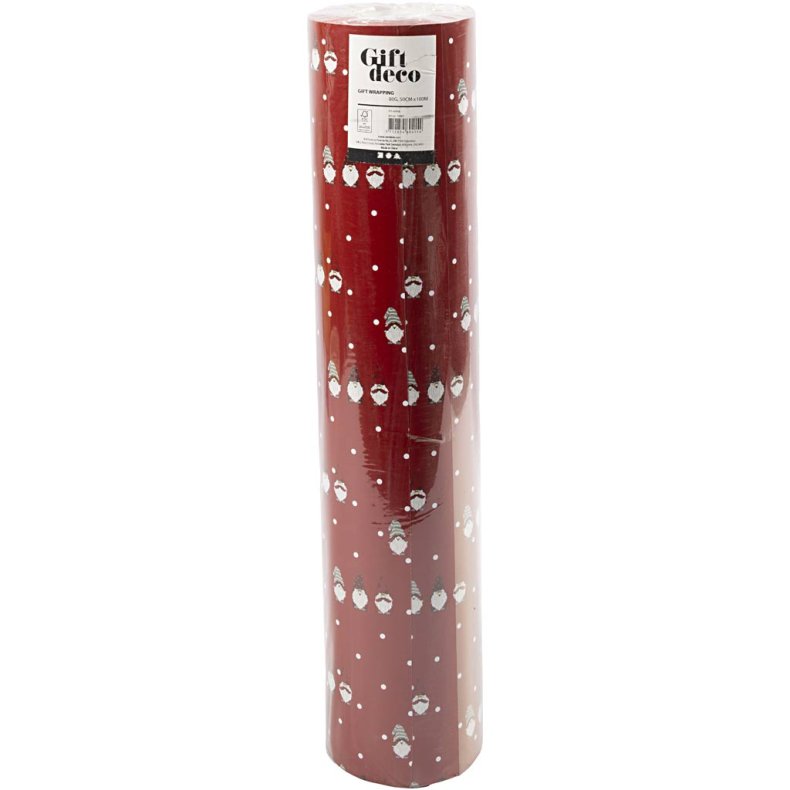 Gavepapir, N&aelig;senisse, B: 50 cm, 80 g, r&oslash;d, 100 m/ 1 rl.