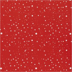 Gavepapir, Stjerner og m&aring;ner, B: 50 cm, 80 g, m&oslash;rk r&oslash;d, 5 m/ 1 rl.