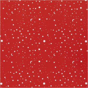 Gavepapir, Stjerner og måner, B: 50 cm, 80 g, mørk rød, 5 m/ 1 rl.