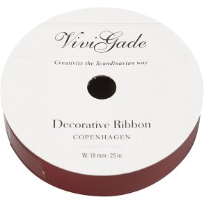 Gavebånd, B: 18 mm, mat, rød, 25 m/ 1 rl.