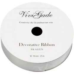 Gaveb&aring;nd, B: 18 mm, mat, s&oslash;lv, 25 m/ 1 rl.