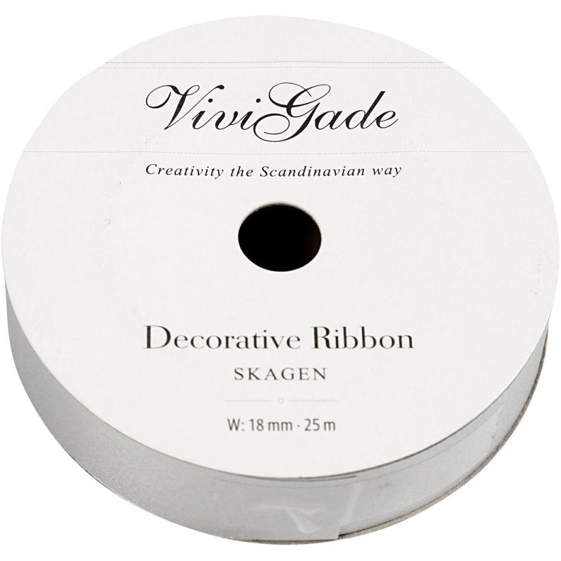 Gaveb&aring;nd, B: 18 mm, mat, s&oslash;lv, 25 m/ 1 rl.