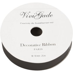Gaveb&aring;nd, B: 18 mm, mat, sort, 25 m/ 1 rl.