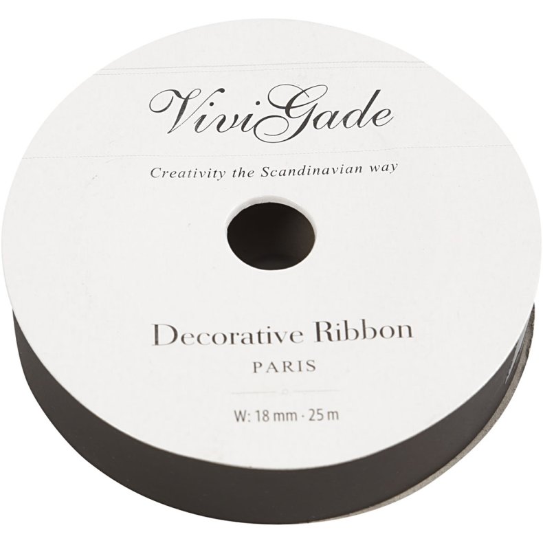 Gaveb&aring;nd, B: 18 mm, mat, sort, 25 m/ 1 rl.