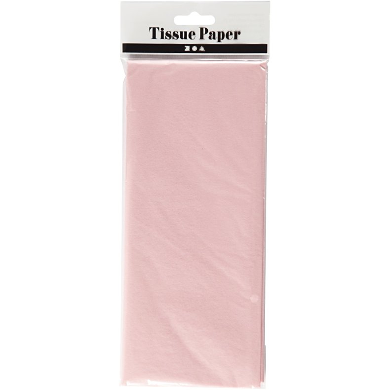 Silkepapir, ark 50x70 cm, 17 g, lys rosa, 10 ark/ 1 pk.