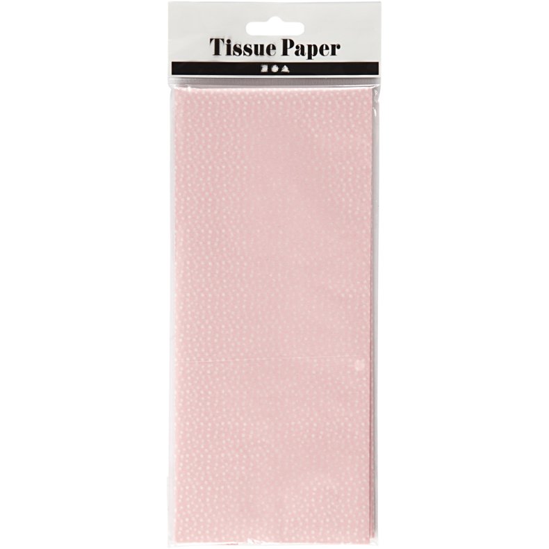 Silkepapir, med prikker, ark 50x70 cm, 14 g, lyser&oslash;d, 6 ark/ 1 pk.