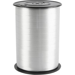 Gaveb&aring;nd, B: 10 mm, blank, s&oslash;lv, 250 m/ 1 rl.
