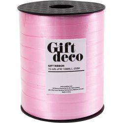 Gaveb&aring;nd, B: 10 mm, lys pink, 250 m/ 1 rl.