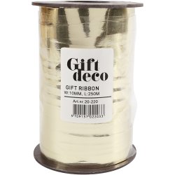 Gaveb&aring;nd, B: 10 mm, blank, metal guld, 250 m/ 1 rl.