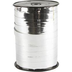 Gaveb&aring;nd, B: 10 mm, blank, metal s&oslash;lv, 250 m/ 1 rl.