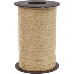 Gaveb&aring;nd, B: 10 mm, glitter, guld, 100 m/ 1 rl.