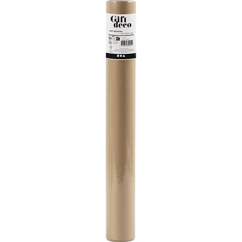 Gavepapir, B: 38 cm, 70 g, natur, 5 m/ 1 rl.