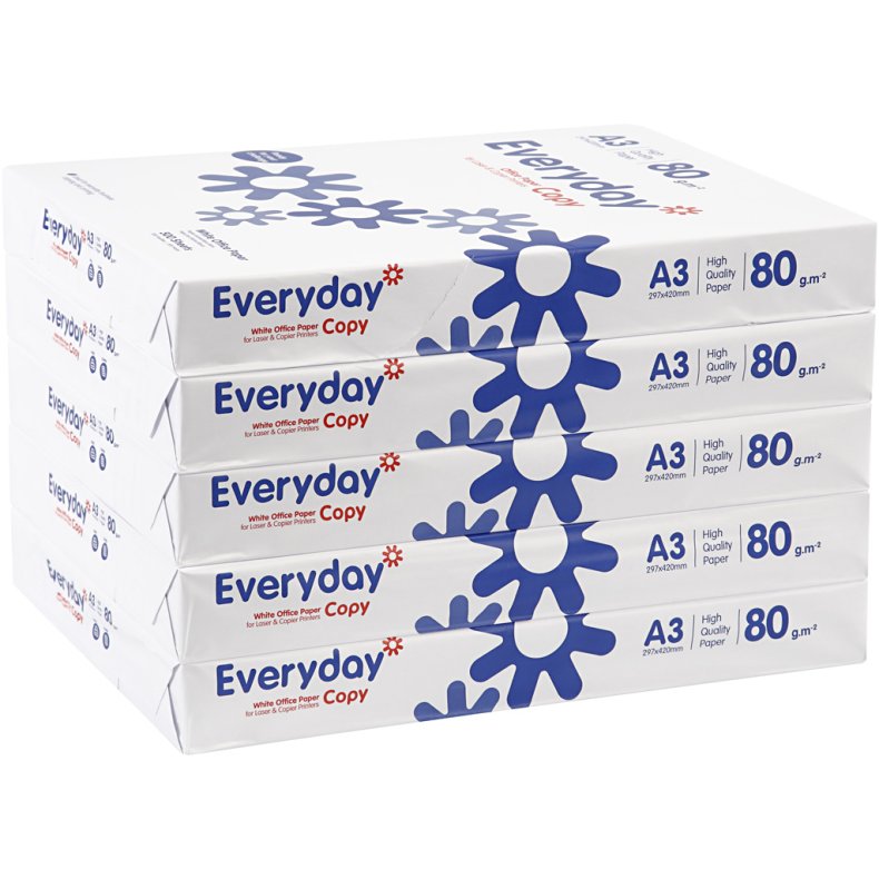 Tegnepapir, A3, ark 297x420 mm, 80 g, hvid, 5x500 ark/ 1 pk.