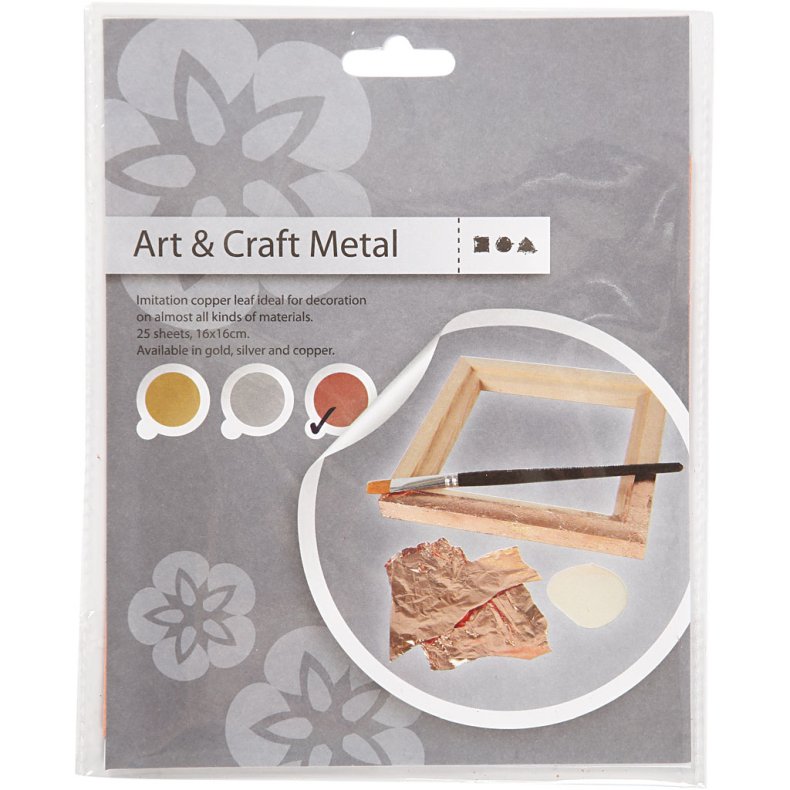 Bladmetal, ark 16x16 cm, kobber, 0,625 m2, 25 ark/ 1 pk.
