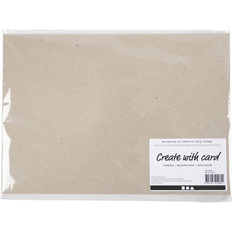 Kvistkarton, A4, ark 210x297 mm, 225 g, gr&aring; brun, 10 ark/ 1 pk.