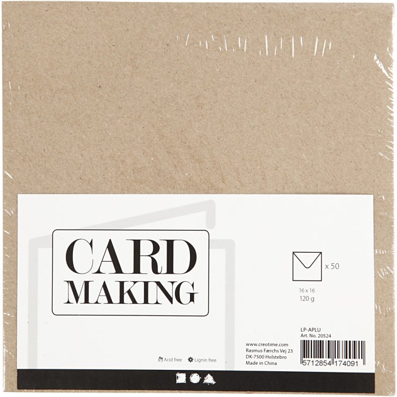 Kvistkuvert, kuvert str. 16x16 cm, 120 g, natur, 50 stk./ 1 pk.