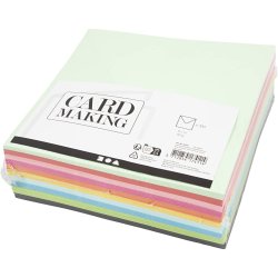 Kul&oslash;rte kuverter, kuvert str. 16x16 cm, 80 g, ass. farver, 10x10 stk./ 1 pk.