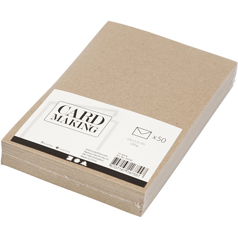 Kvistkuvert, kuvert str. 11,5x16 cm, 120 g, natur, 50 stk./ 1 pk.