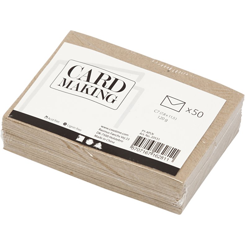 Kvistkuvert, kuvert str. 7,8x11,5 cm, 120 g, natur, 50 stk./ 1 pk.